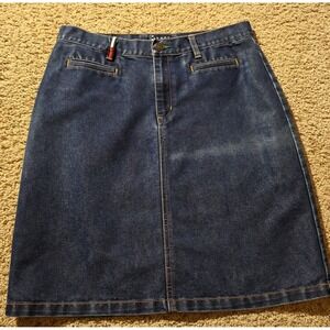 Tommy Jeans Skirt Womens Size 7 Blue Denim Classic Straight Mid Rise Casual